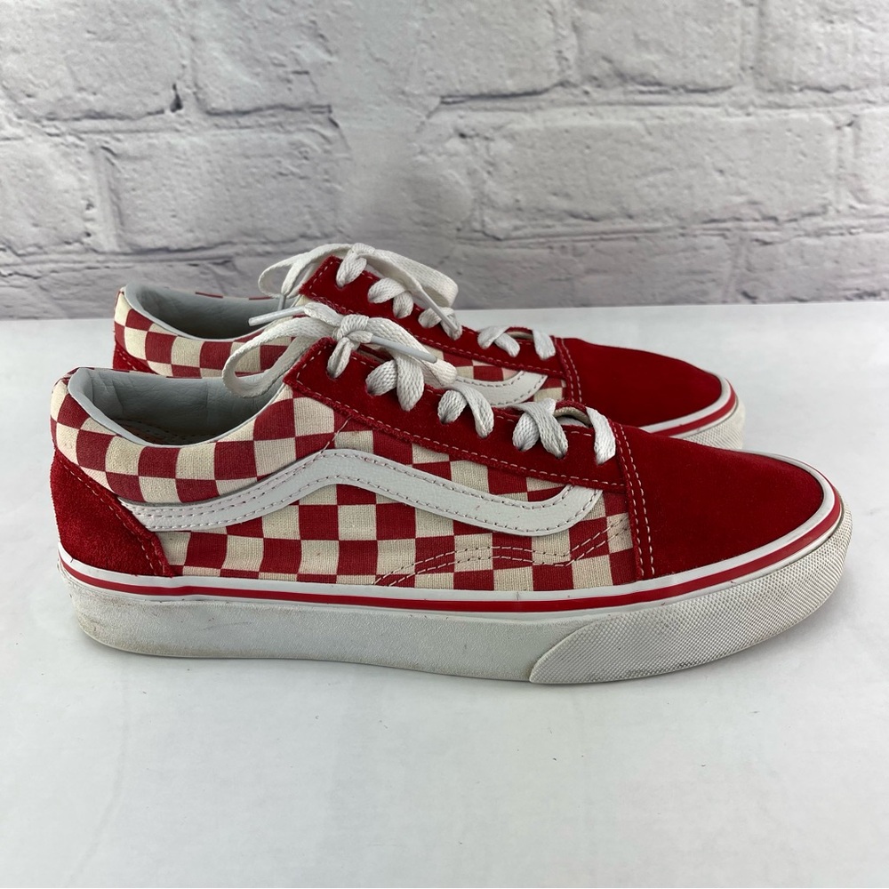 VANS Old Skool Red Checkerboard Sneakers Women's Size 8 Men's 6.5